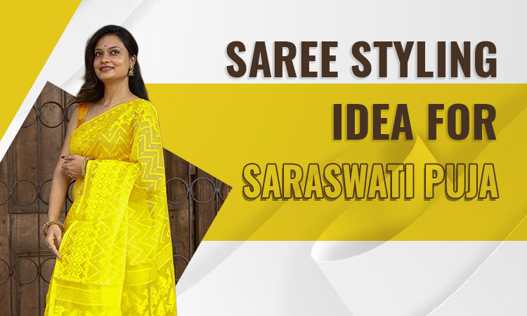 Saree Styling Idea for Saraswati Puja