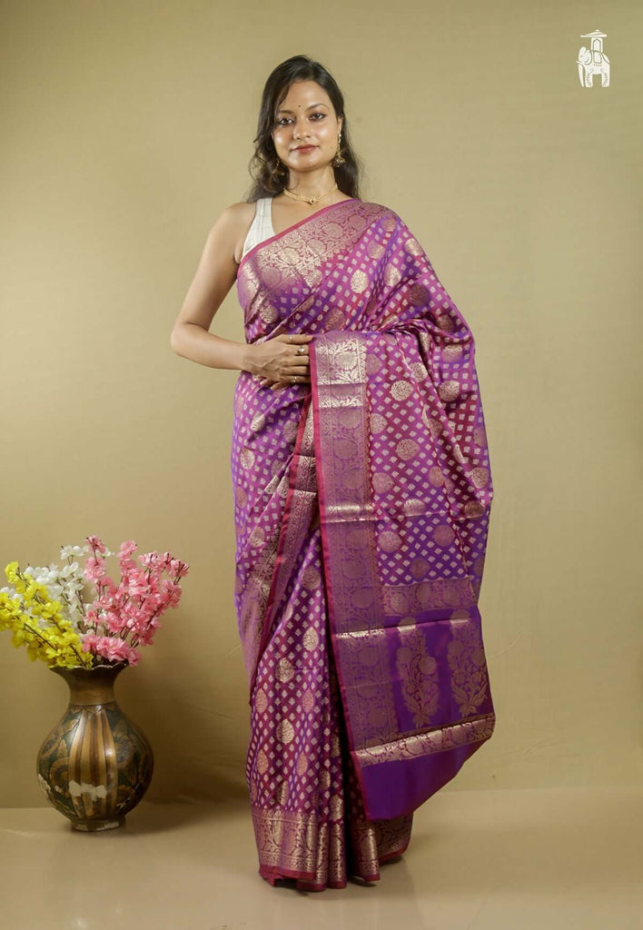 Purple Dupion Silk Saree