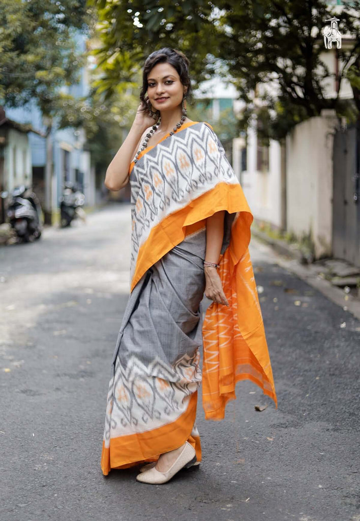 Grey Telia Cotton Saree