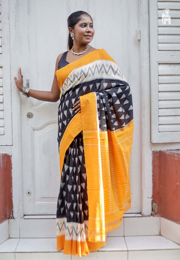 Black Telia Cotton Saree