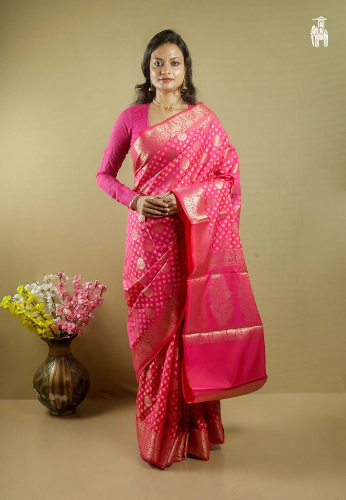 Pink Dupion Silk Saree