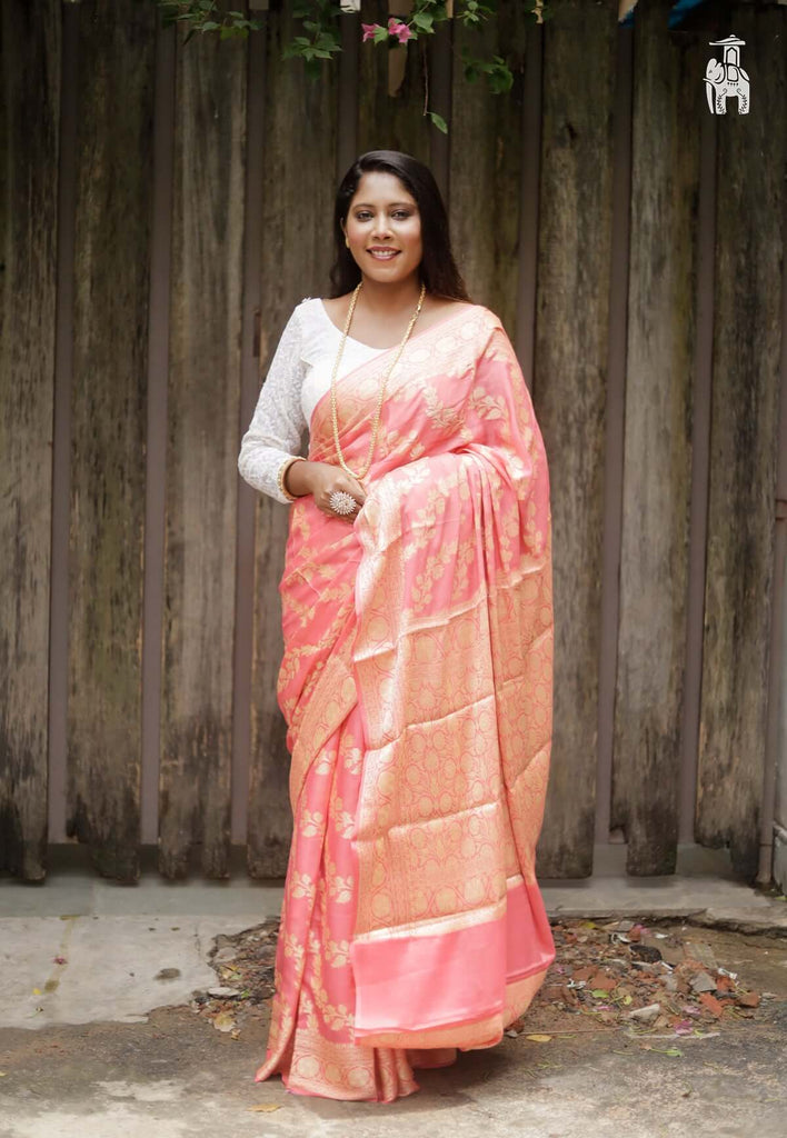 Fuchsia Pink Khaddi Georgette Saree