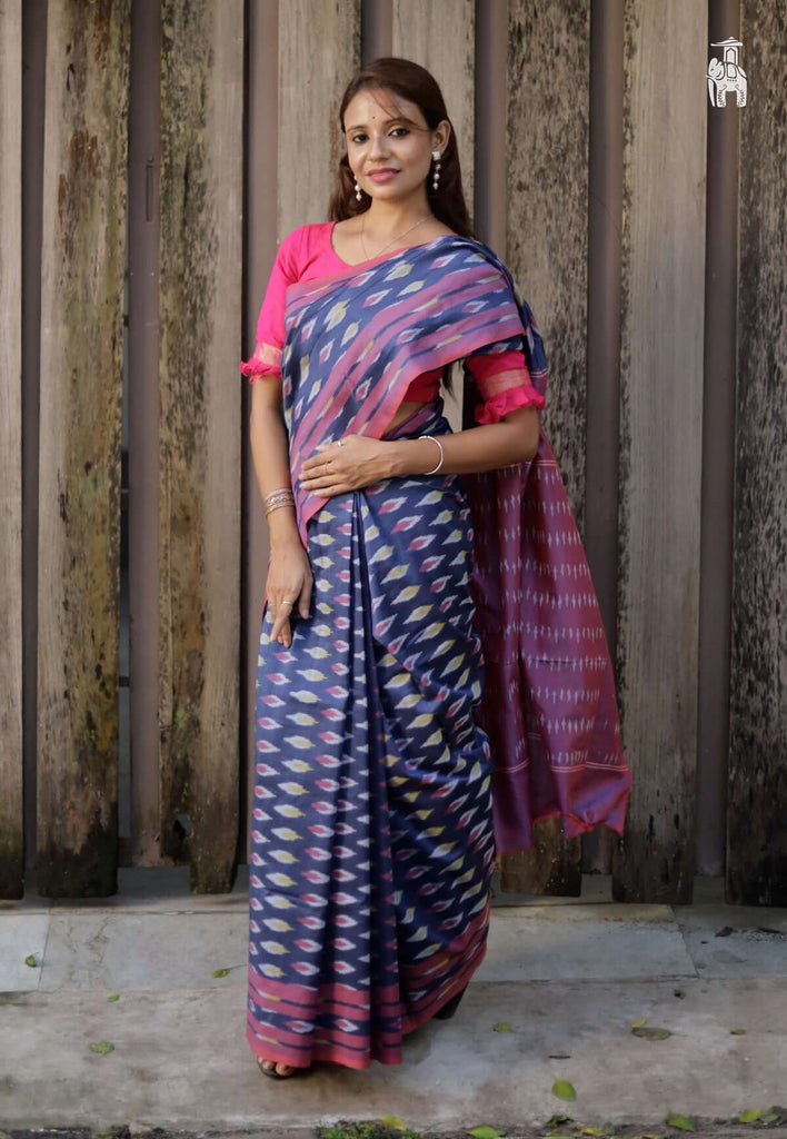 Blue Telia Cotton Saree