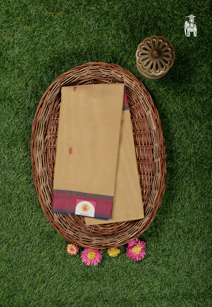 Beige Maheshwari Cotton Saree