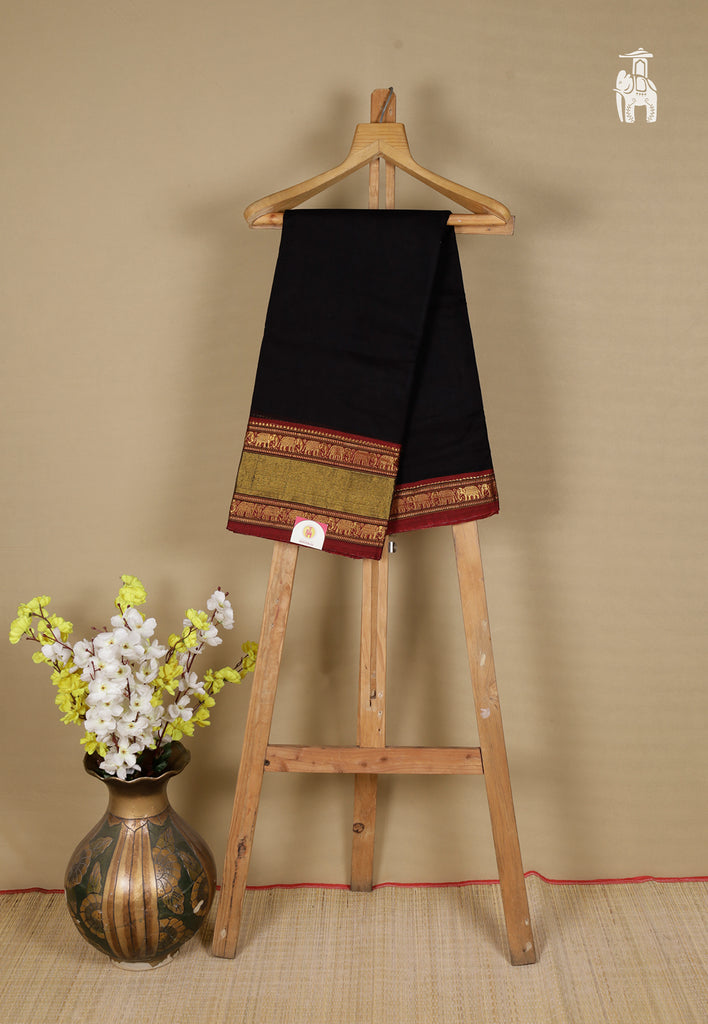 Black Narayanpet Cotton Saree