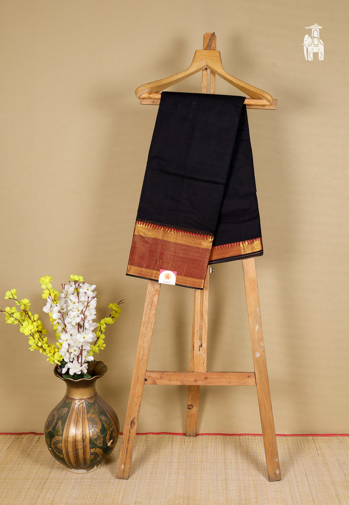 Black Narayanpet Cotton Saree