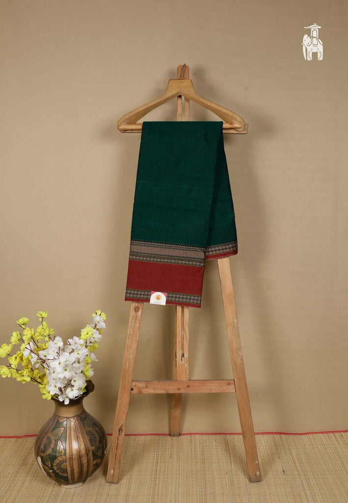 Bottle Green Narayanpet Cotton Saris