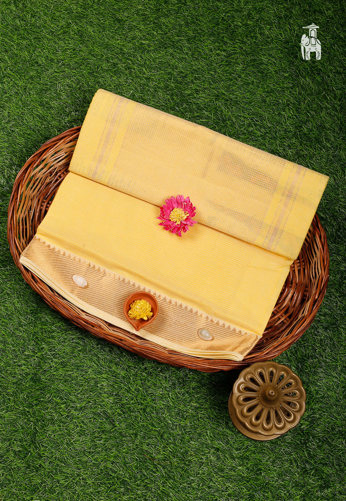 Bright Yellow Mangalgiri Cotton Saree