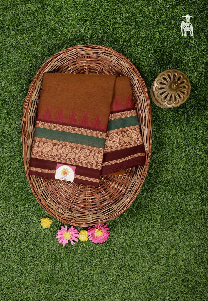 Brown Cotton Kanjivaram Saree