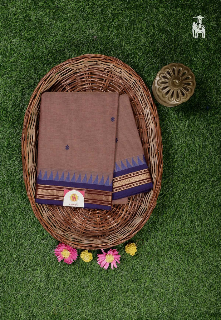 Brown Cotton Kanjivaram Saree