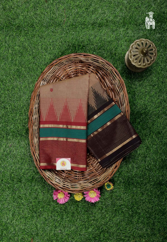 Brown Cotton kanjivaram Saree