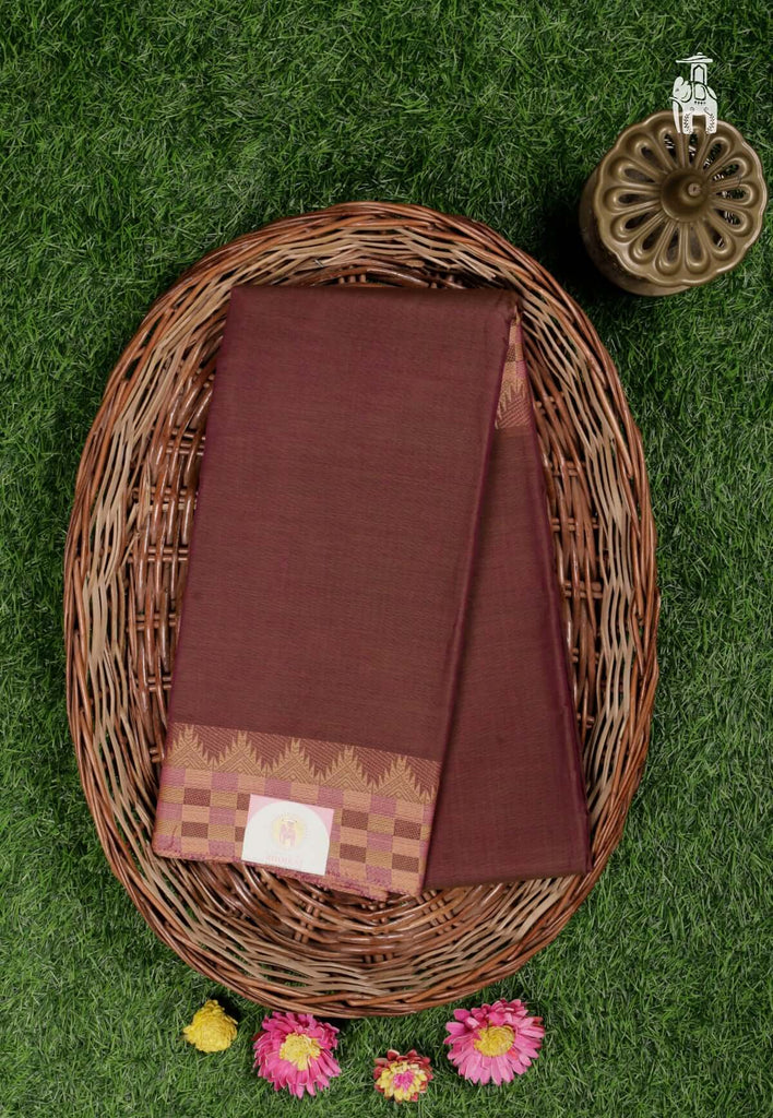  Chocolate Brown Maheshwari Cotton Saree