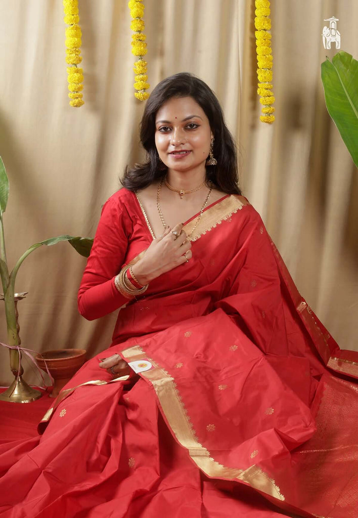 Cornell Red Kanjivaram Silk Saree