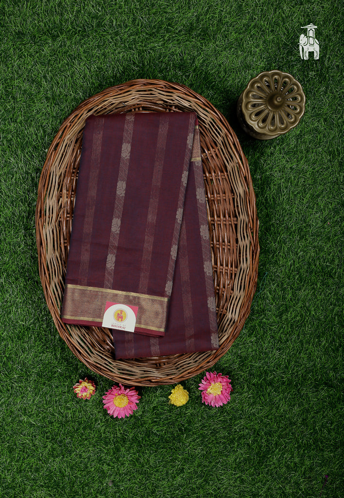 Dark Maroon Maheshwari Cotton Saree