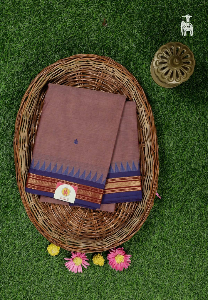 Dark Mauve Cotton Kanjivaram Saree