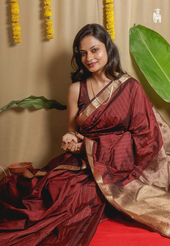 Dark Red Kanjivaram Silk Saree