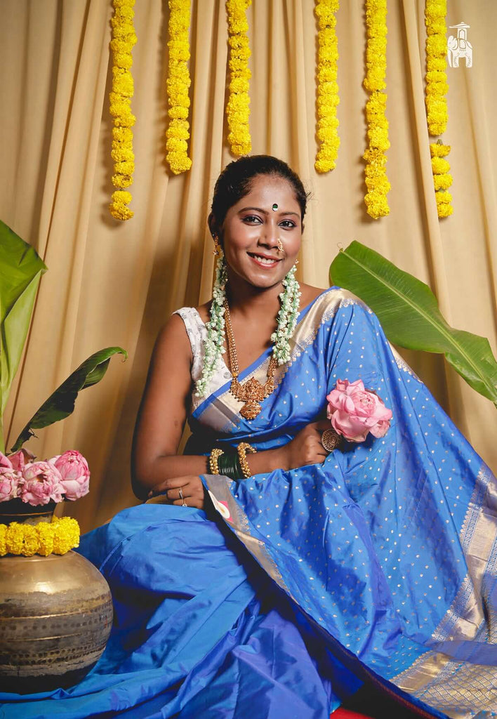  Sky Blue Kanjivaram Silk Saree