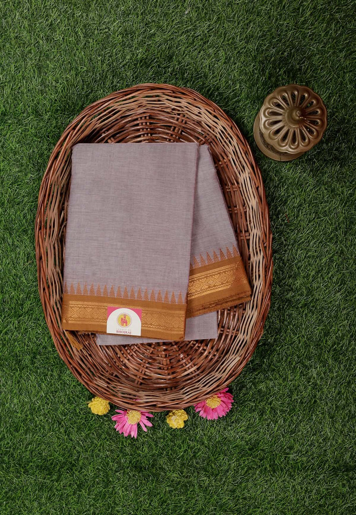 Dusty Lavender Cotton Kanjivaram Saree