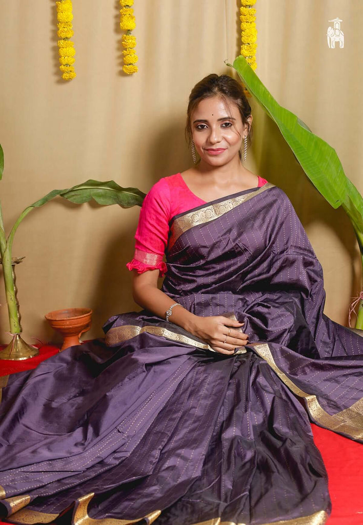 Faded Purple Kanjivaram Silk Saree