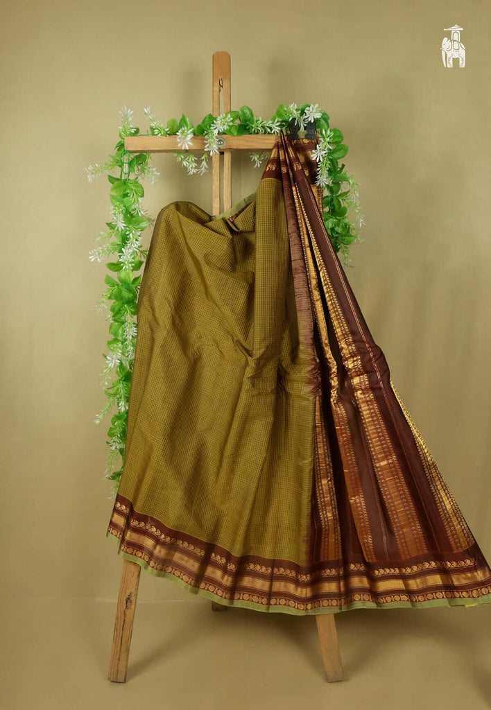 Green Cotton Gadwal Saree