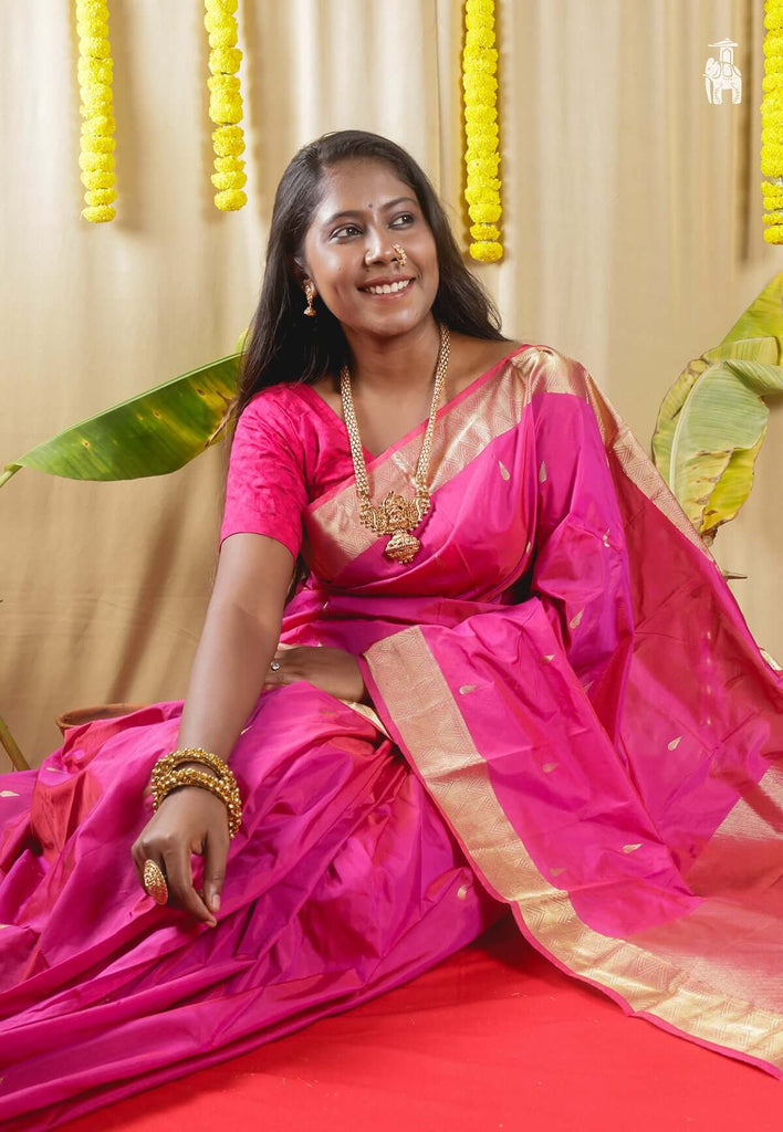 Hot Pink Kanjivaram Silk Saree