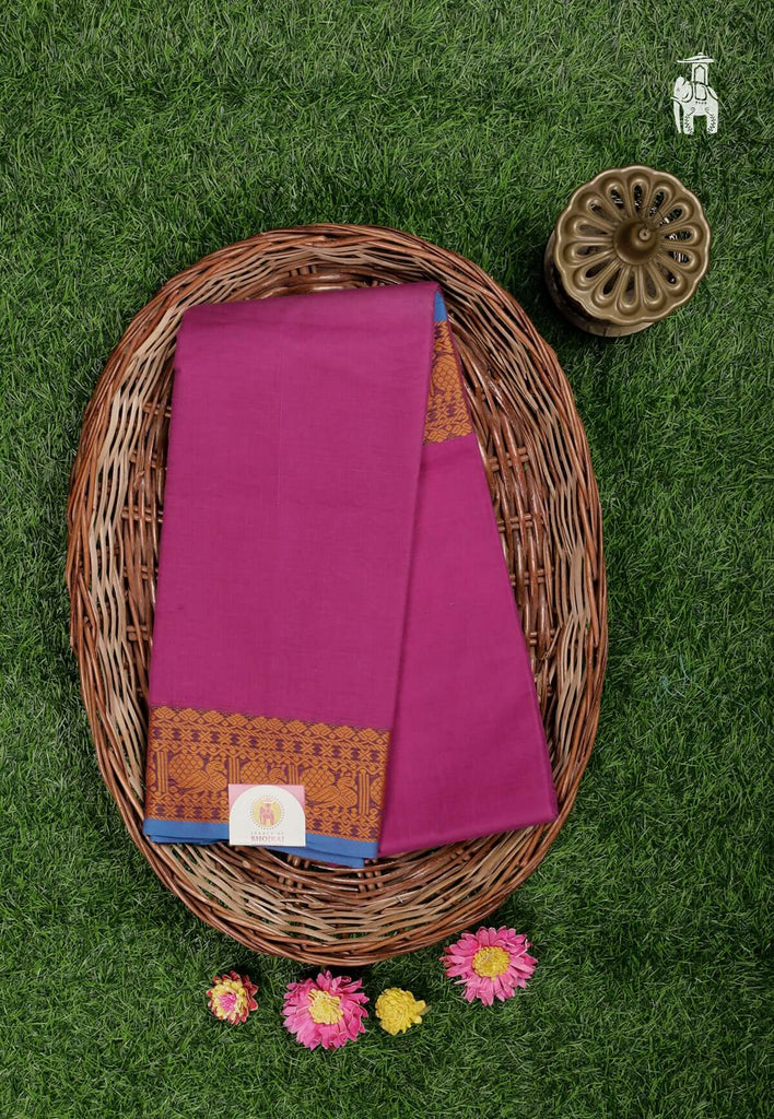 Magenta Maheshwari Cotton Saree