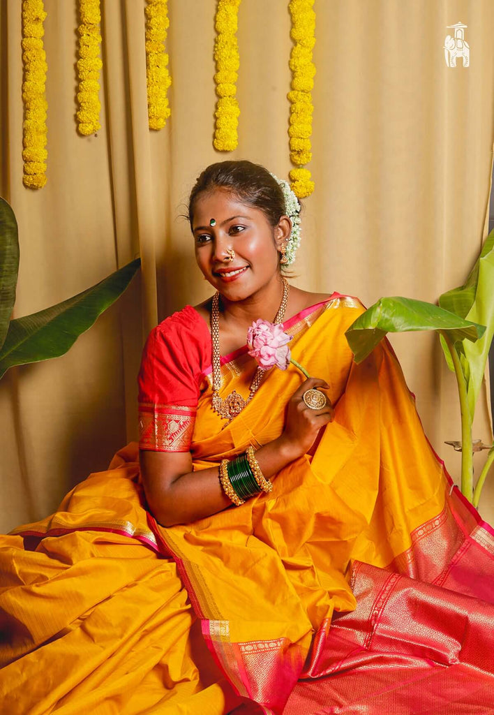 Mustard Yellow Kanjivaram Silk Saree