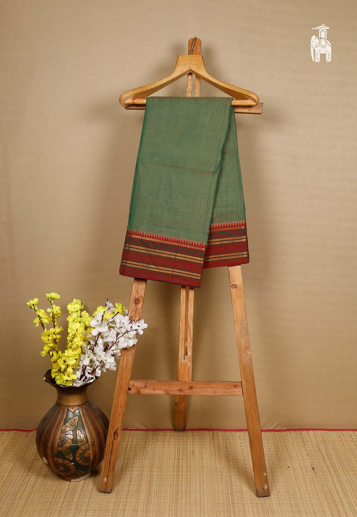 Olive Green Narayanpet Cotton Saree