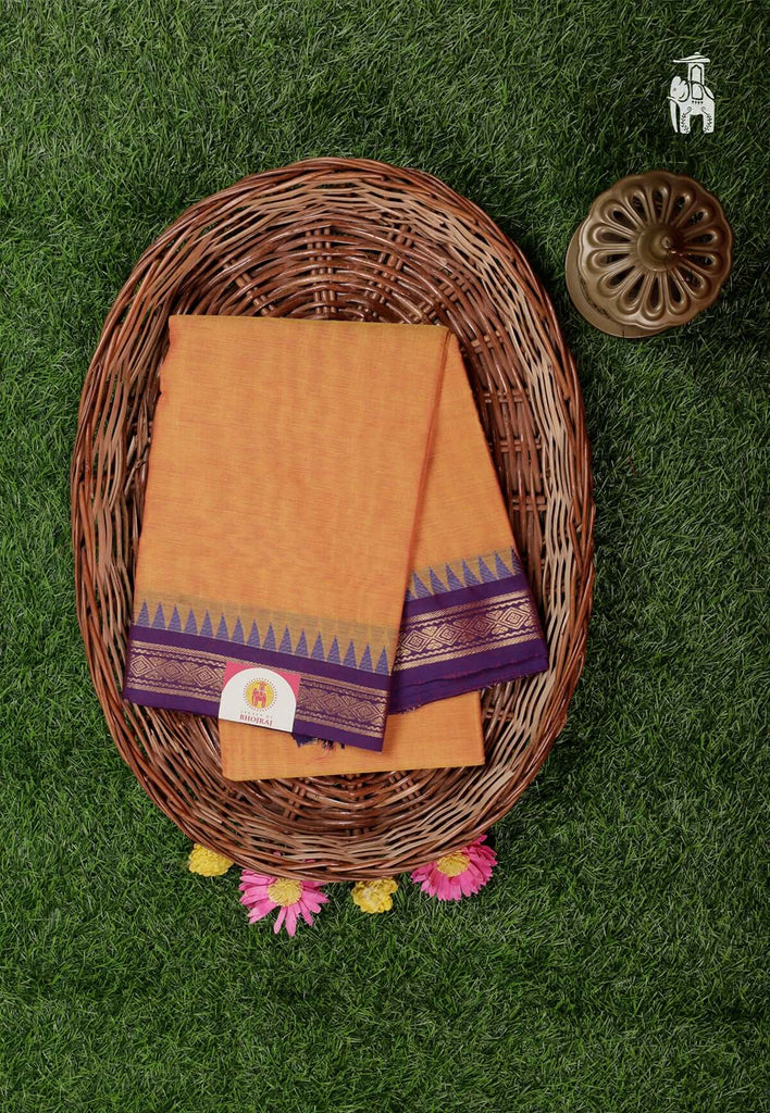 Orange Cotton Kanjivaram Saree