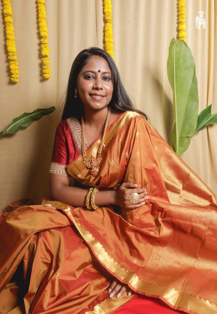 Orange Kanjivaram Silk Saree