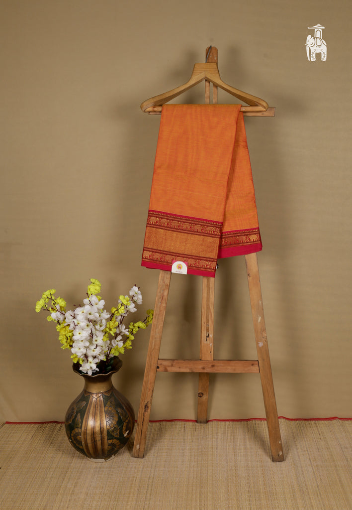 Orange Narayanpet Cotton Saris