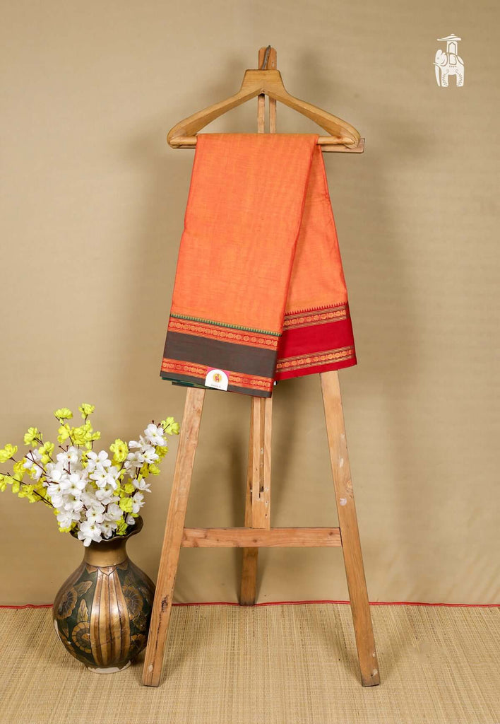 Orange Narayanpet Cotton Saris