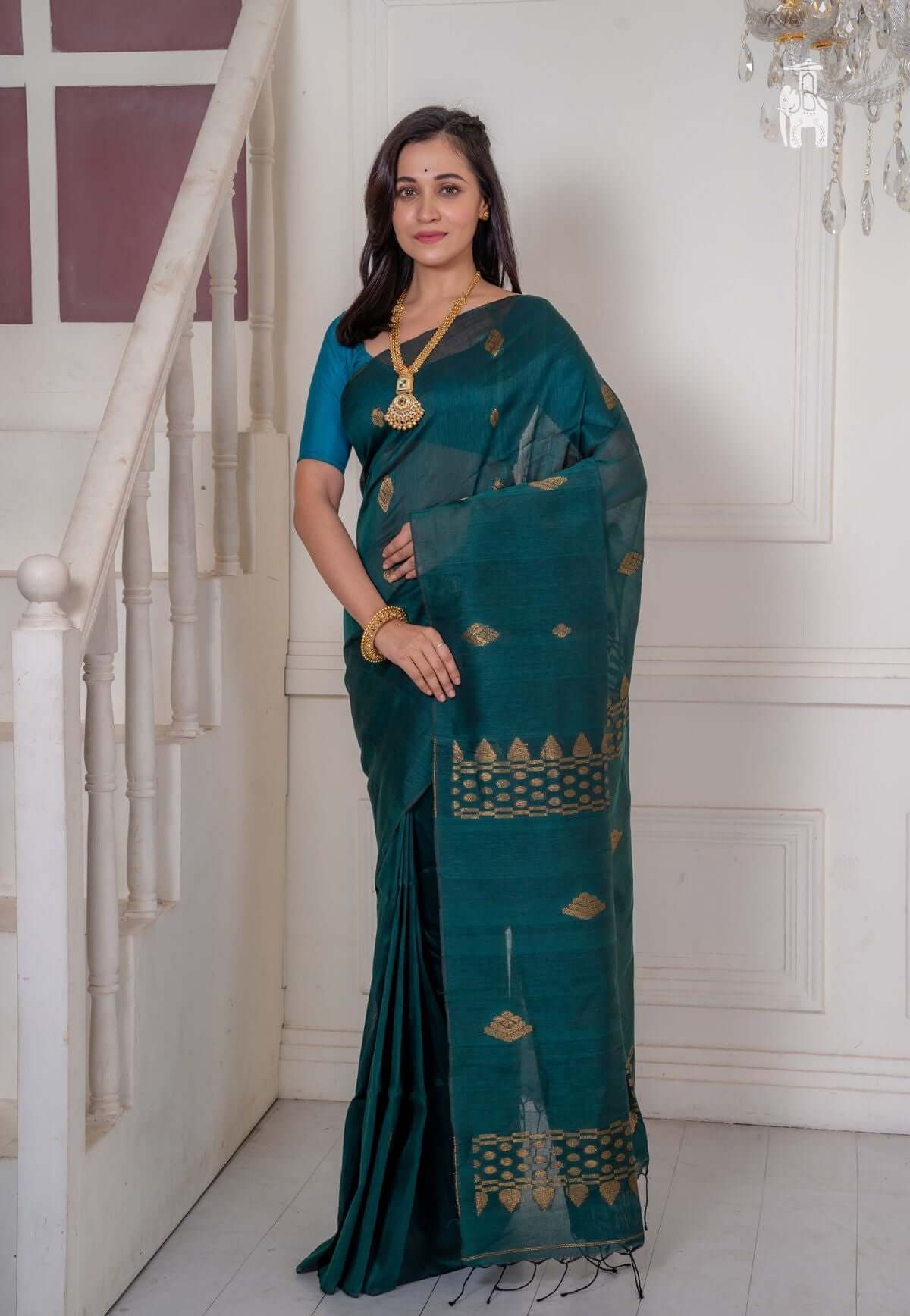 Peacock Green Satin Georgette Heavy Thread Embroidered lace work Saree with  Embroidered Blouse » BRITHIKA Luxury Fashion