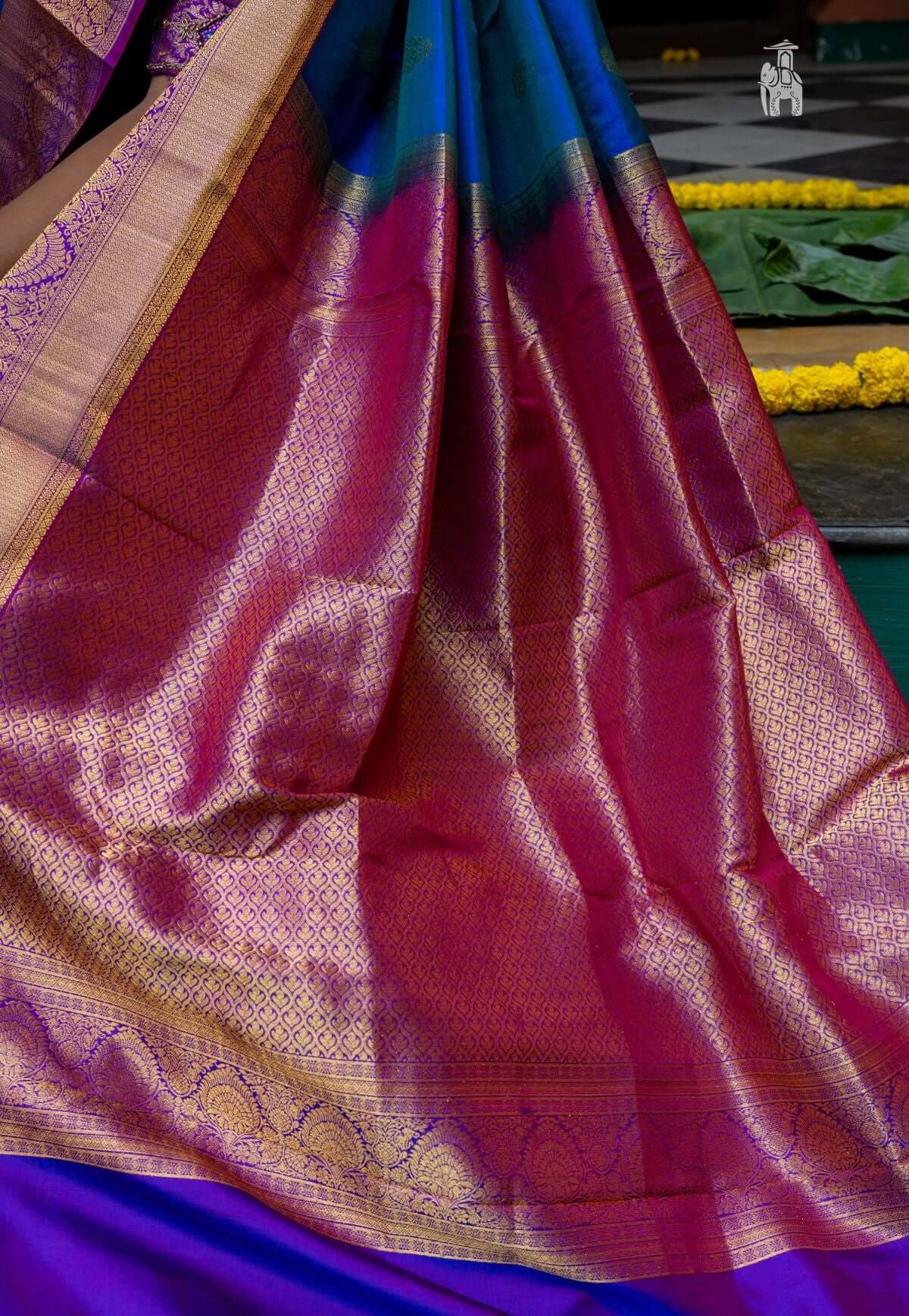 kanjivaram silk saree with double warp borderless pinkishred