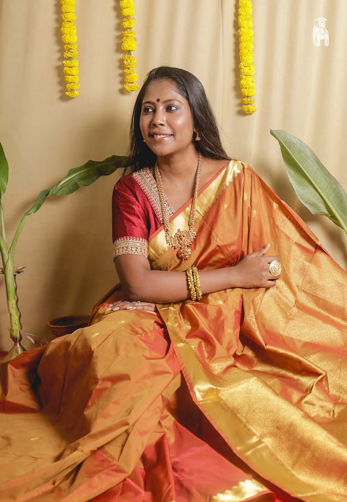 Persian Orange Kanjivaram Silk Saree