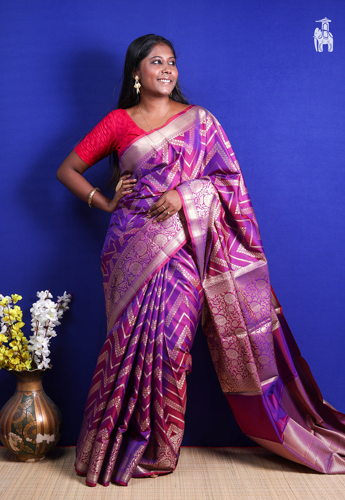 Purple Dupion Silk Saree