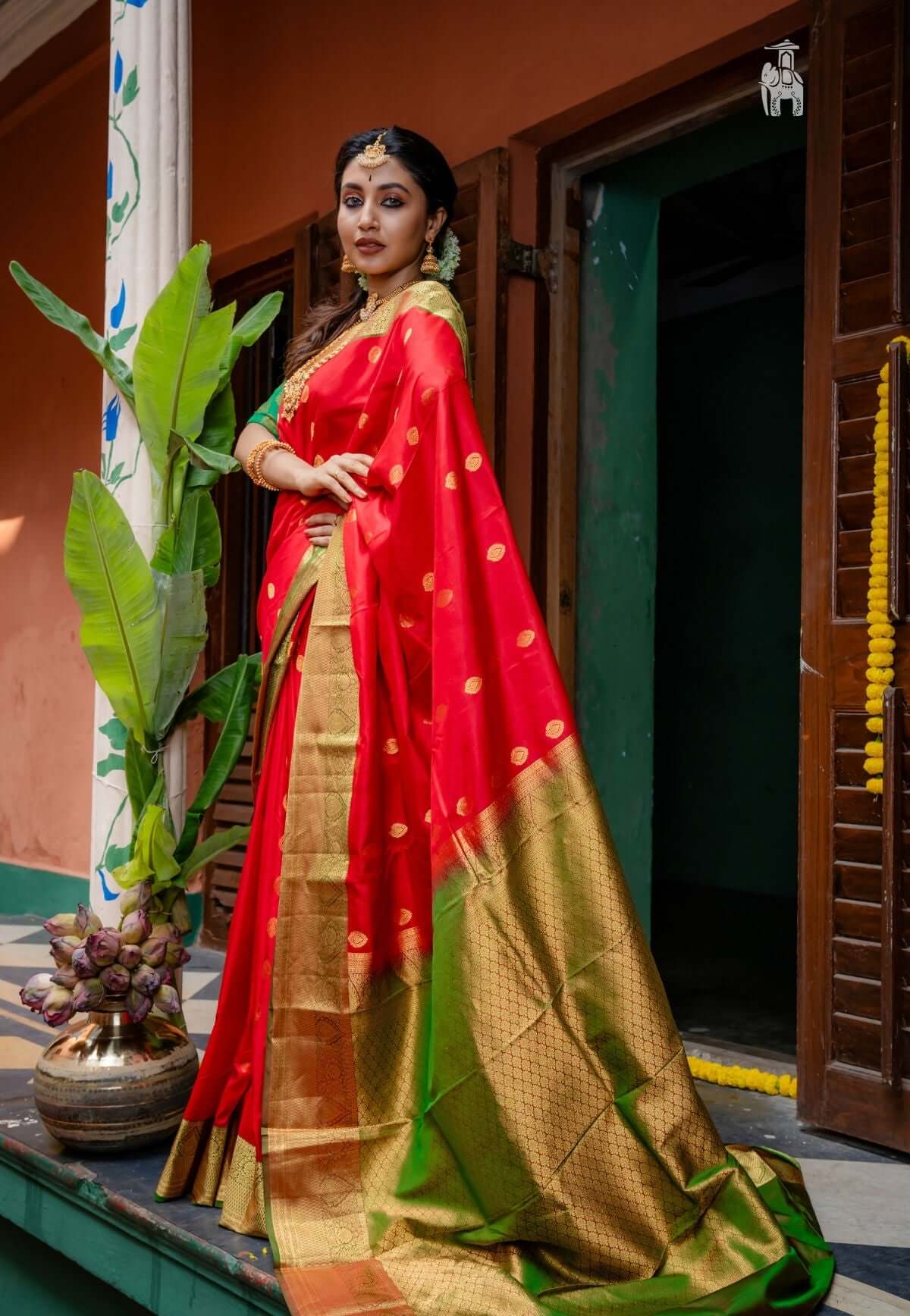 Director Sukumar's Wife Thabitha celebrates Ganesh Chaturthi in a green  pattu saree! | Red blouse design, Silk saree blouse designs patterns, Blouse  designs high neck