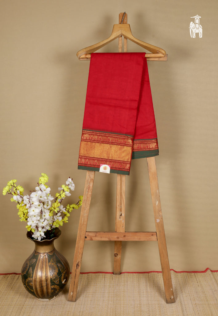 Red Narayanpet Cotton Saree