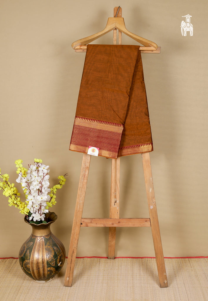 Rust Narayanpet Cotton Saree