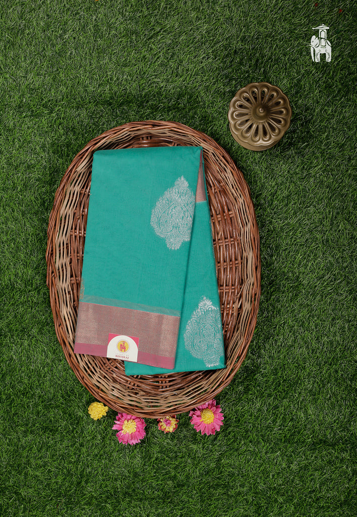 Sea Green Maheshwari Cotton Saree