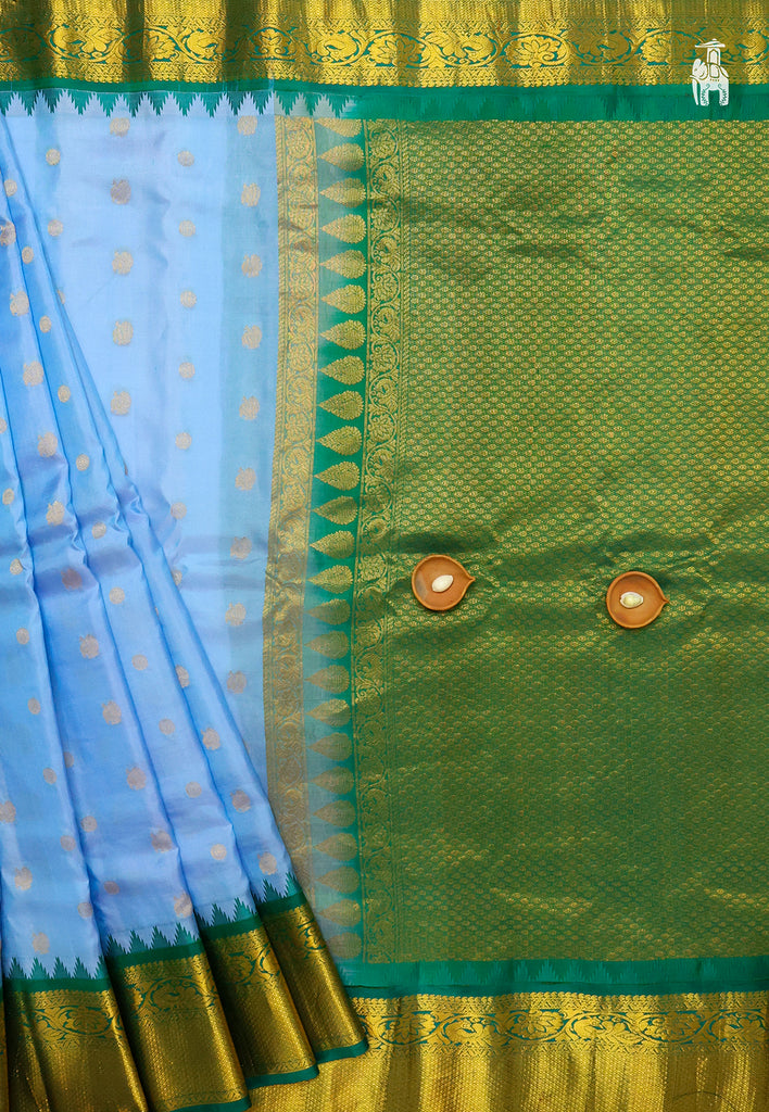 Sky Blue Gadwal Silk Saree