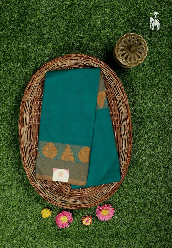 Teal Green Maheshwari Cotton Saree