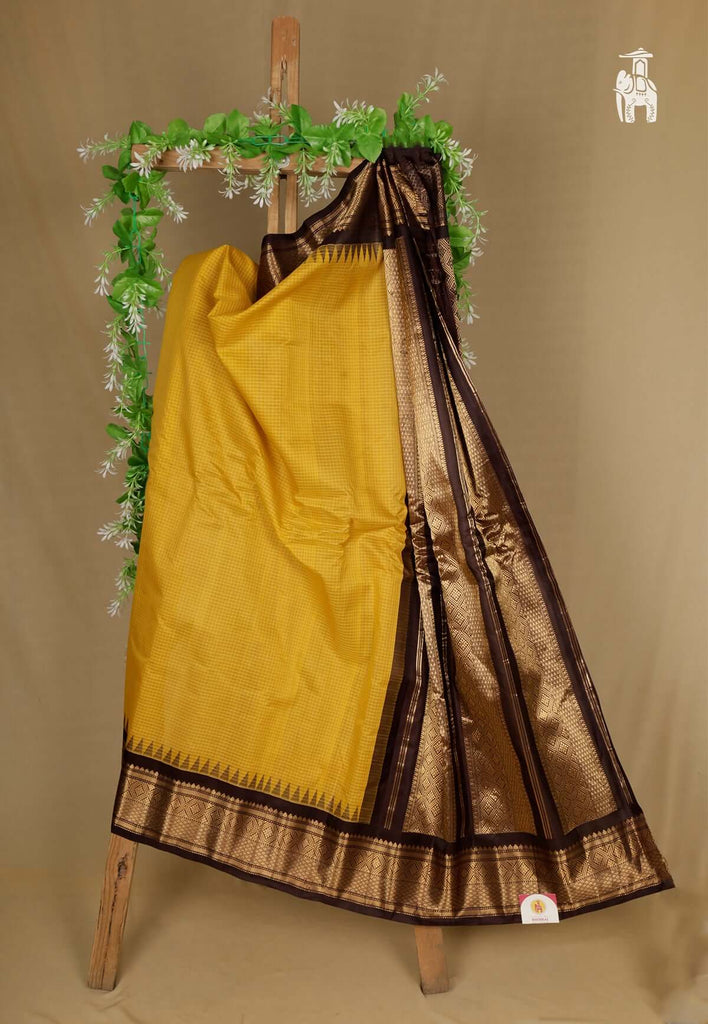 Yellow Gadwal Sico Saree with Black Border